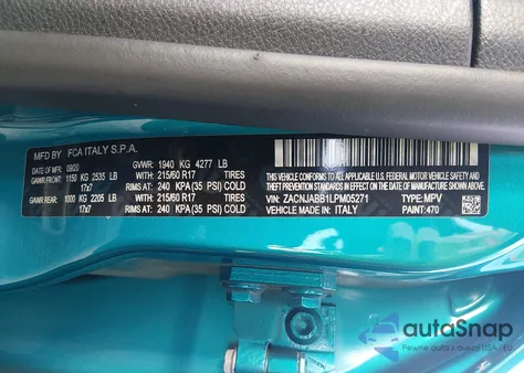 2020 Jeep Renegade Latitude Fwd from USA, damaged, VIN ZACNJABB1LPM05271